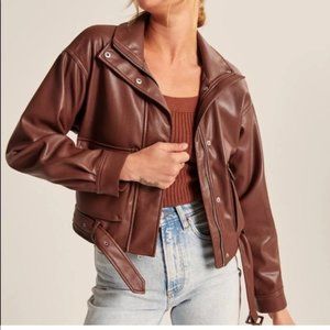 Abercrombie & Fitch Women's Brown Faux Leather Jacket